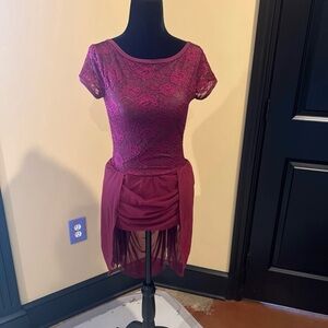 Elegant Lace Burgundy dance Dress adult small